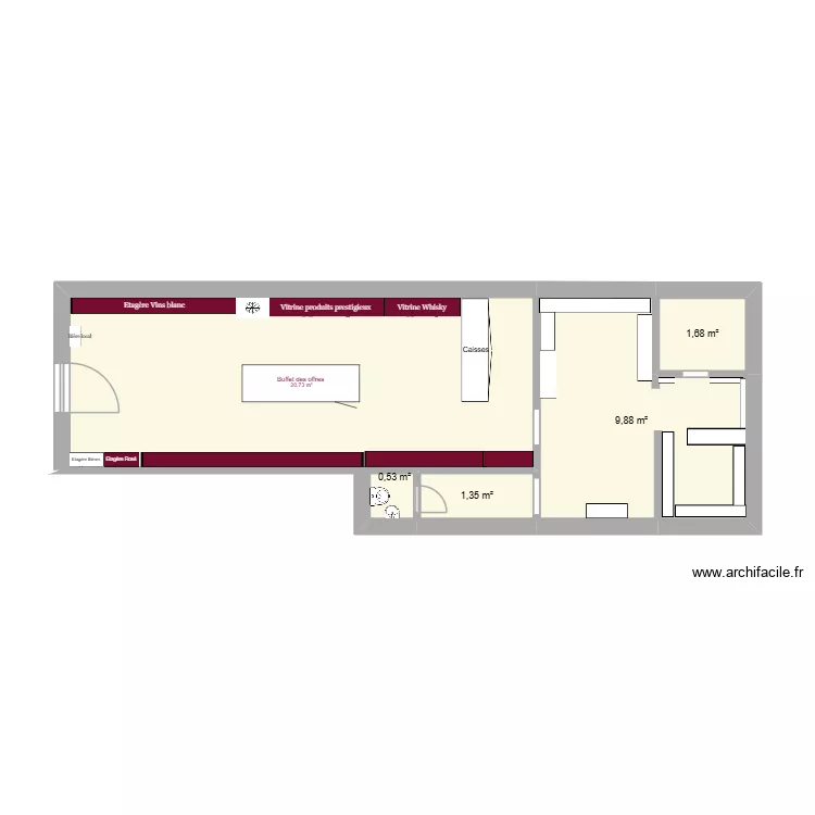 Plan Caviste. Plan de 5  et 34 m²