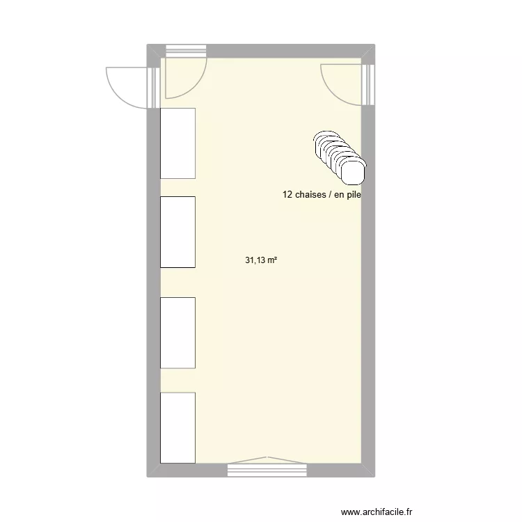 Salle Th&eacute;venot rioz. Plan de 1  et 31 m²