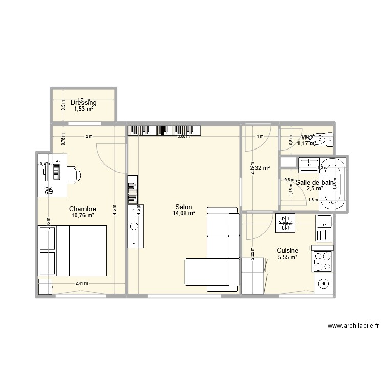 appt ivry. Plan de 7 pièces et 38 m2