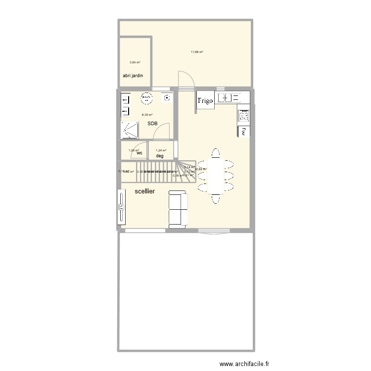 villa gruissan. Plan de 21 pièces et 64 m2