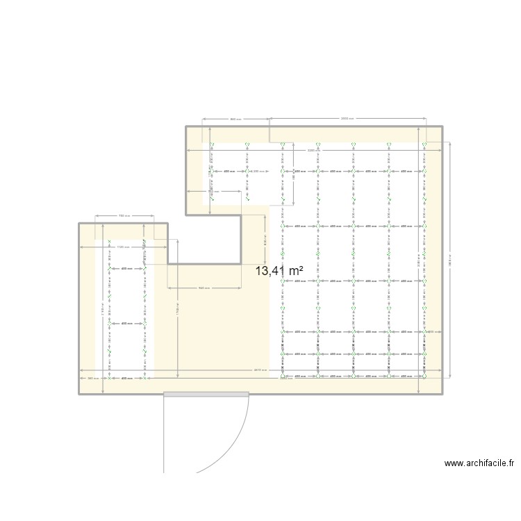 LA FEUILLE DES AURES. Plan de 1 pièce et 13 m2