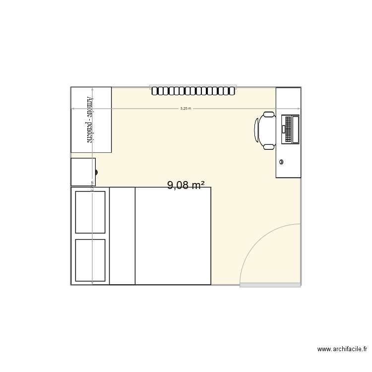 CHAMBRE_MAMAN. Plan de 1 pièce et 9 m2