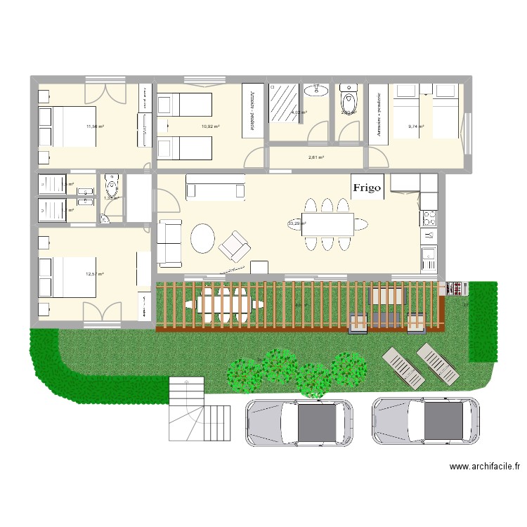 FELYVONNE. Plan de 11 pièces et 91 m2