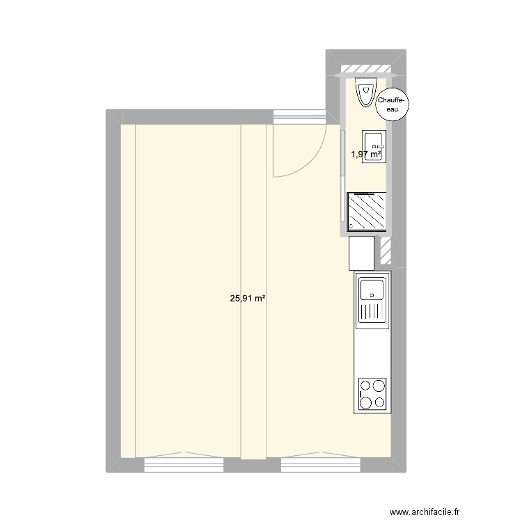 21 Dumenge. Plan de 4 pièces et 28 m2