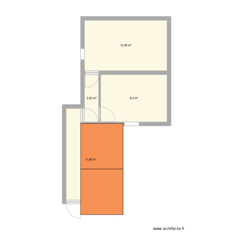 agrandissement. Plan de 4 pièces et 35 m2