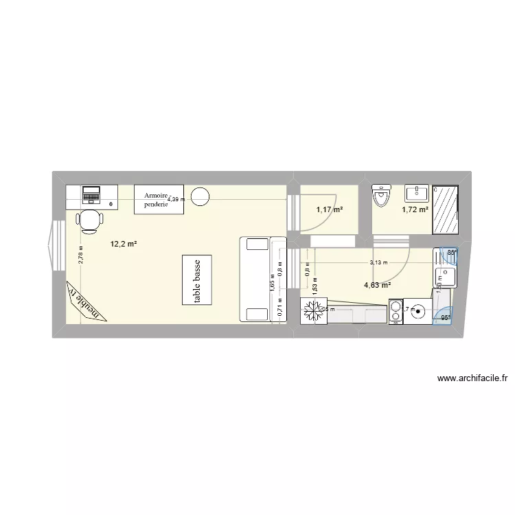 plan  baudin v2. Plan de 4  et 20 m²