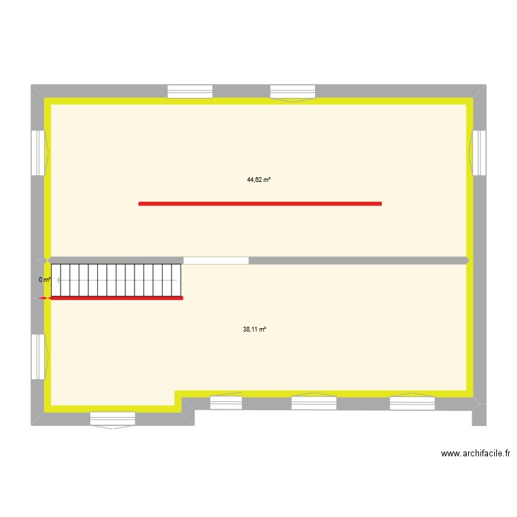 base etage. Plan de 4 pièces et 83 m2