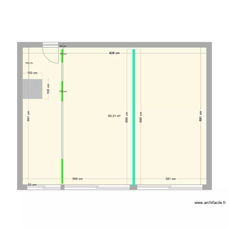 chez moi dv. Plan de 1 pièce et 63 m²