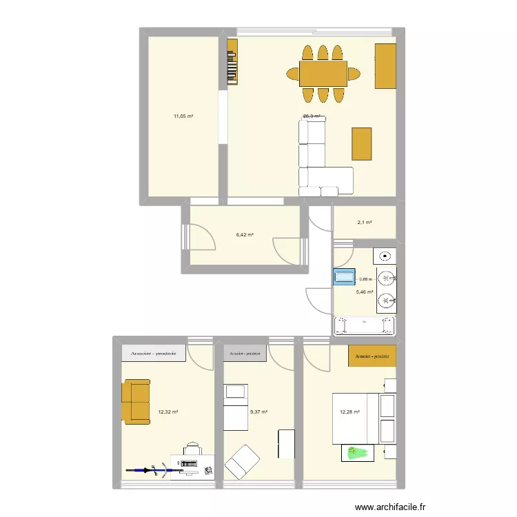 Plan Ella. Plan de 8  et 85 m²