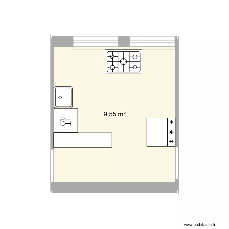 CUICINE. Plan de 1  et 10 m²