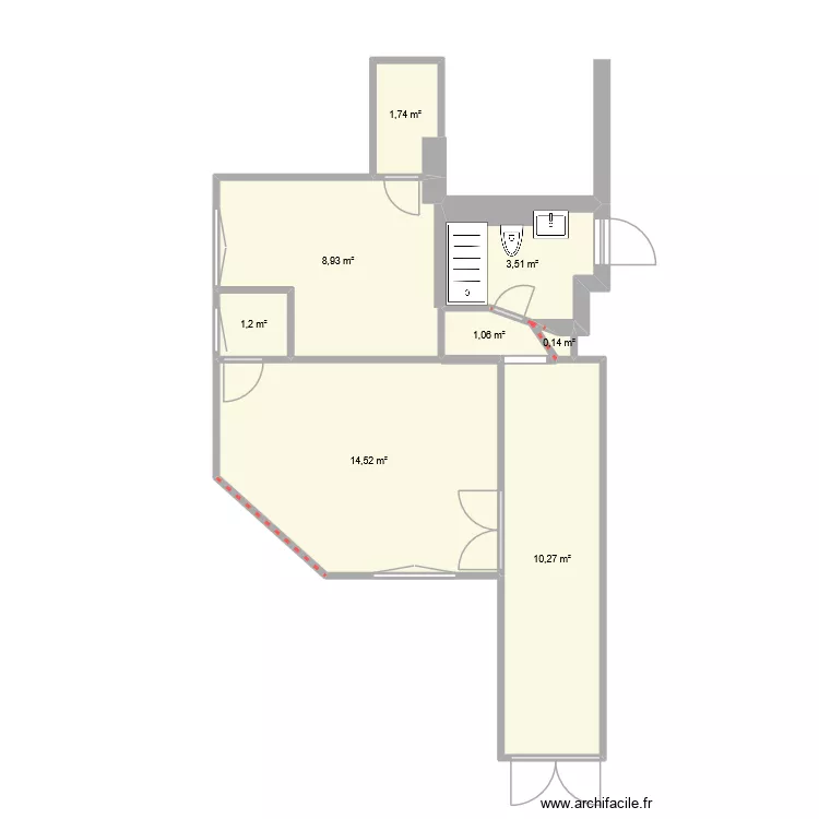 plan actuel 13 fev 2026. Plan de 8  et 41 m²