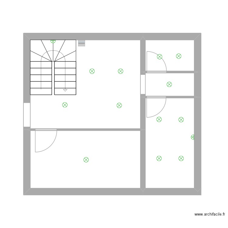 RUGGIERI - R+2 - partie escalier - éclairage ligne N°3. Plan de 5 pièces et 32 m2
