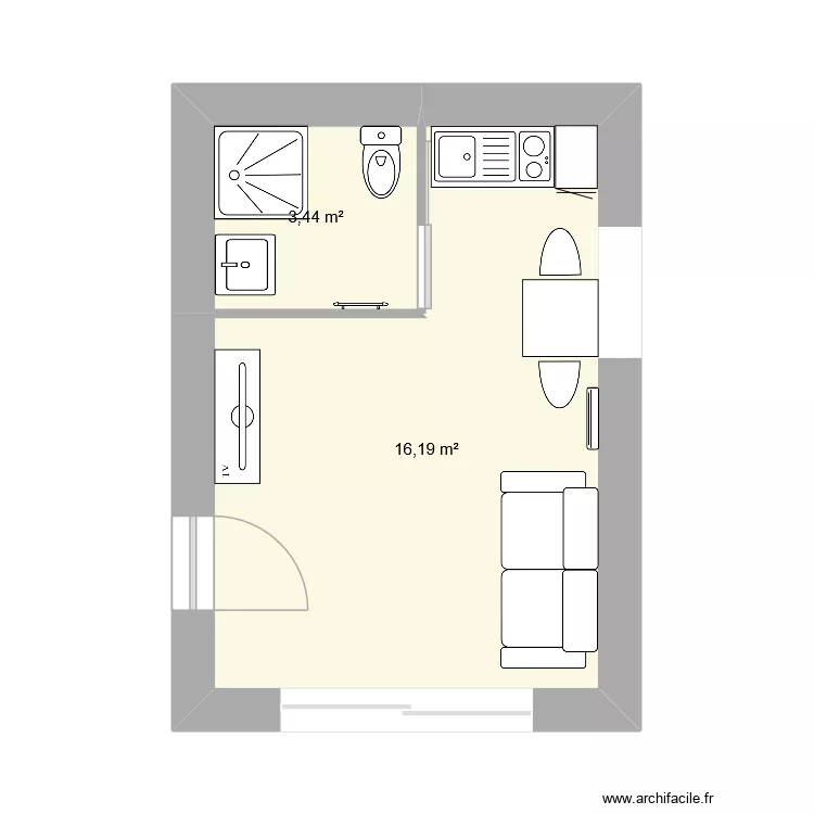 Appartement 2. Plan de 2  et 20 m²