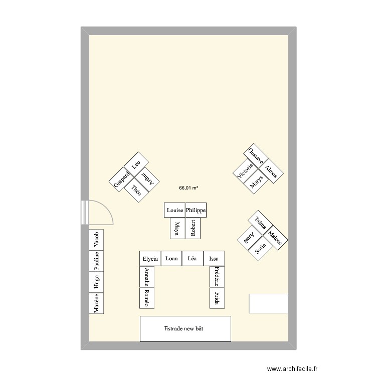 CE2-2. Plan de 1 pièce et 66 m2