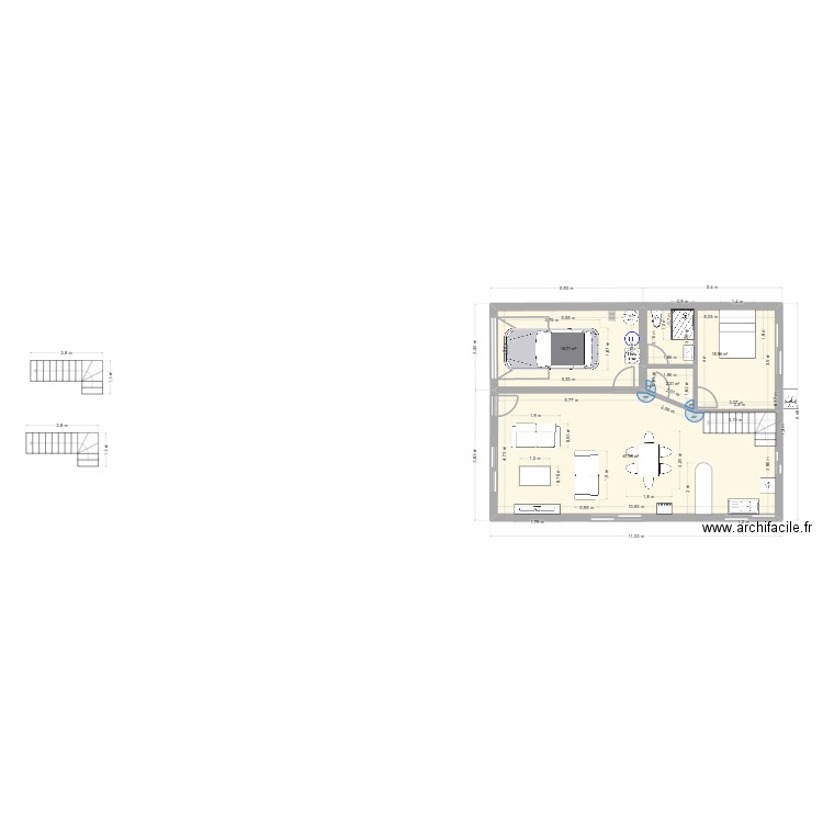 Marion et kiki. Plan de 4 pièces et 83 m2