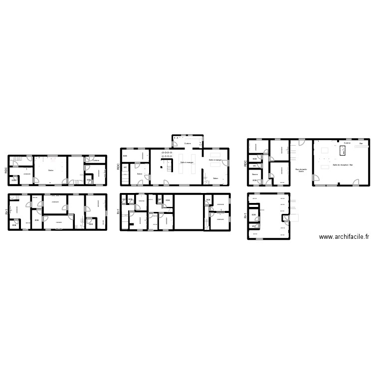 LES PIGEES - Plan vente avec lits. Plan de 38 pièces et 737 m2