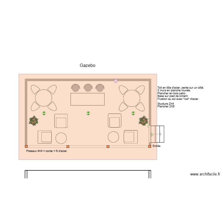 Gazebo. Plan de 0 pièce et 0 m2