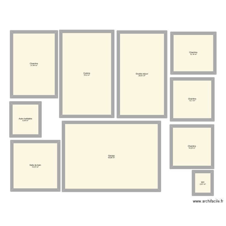 Essai 1. Plan de 10 pièces et 197 m2
