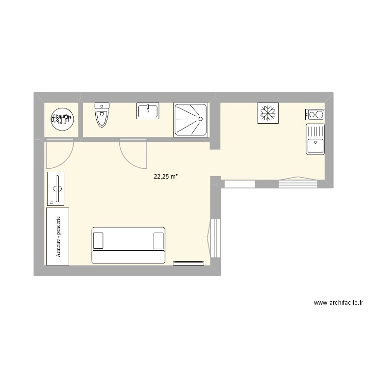 PERIGUEUX. Plan de 2 pièces et 23 m2