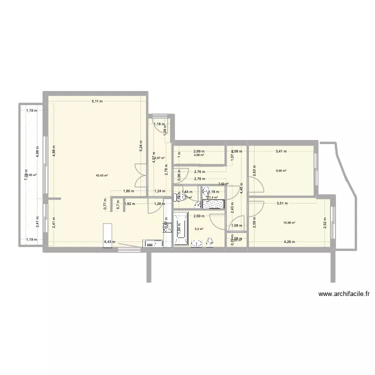 COURBEVOIE LA DÉFENSE. Plan de 11 et 96 m² COURBEVOIE LA DÉFENSE. Plan de 11 et 96 m²