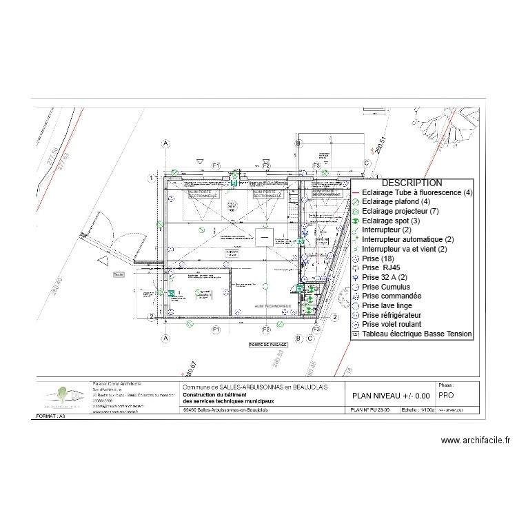 SALLES ARBUISSONNAS - ELECTRICITE RDC. Plan de 0 pièce et 0 m2