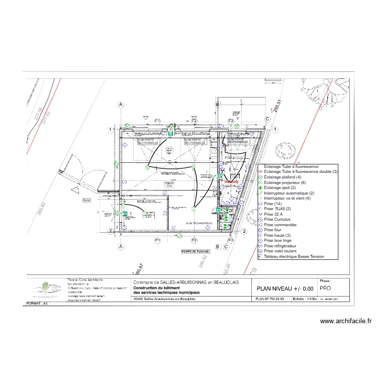 SALLES ARBUISSONNAS - ELECTRICITE RDC. Plan de SALLES ARBUISSONNAS - ELECTRICITE RDC. Plan de
