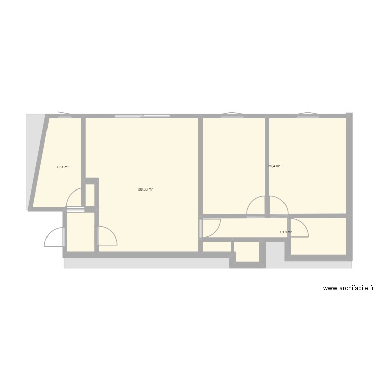 Windsor. Plan de 4 pièces et 70 m2