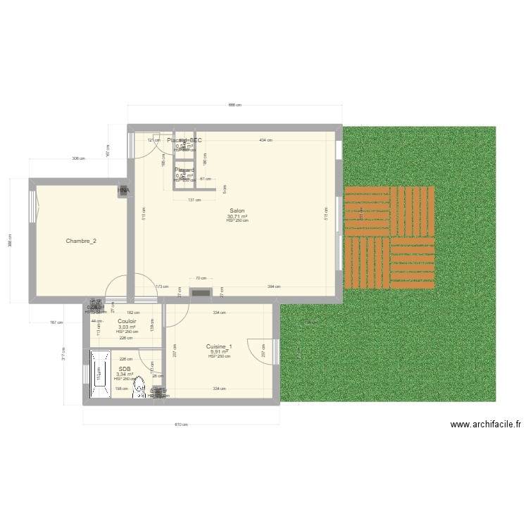 Projet RP Client C.J_Brut. Plan de 11 pièces et 58 m2