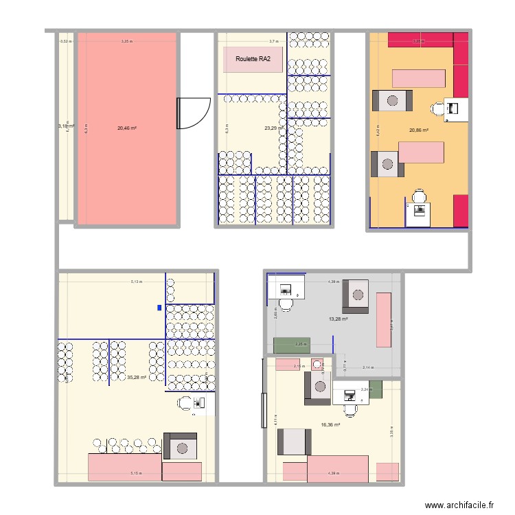 Ancienne zone HU CH HS OU. Plan de 7 pièces et 133 m2