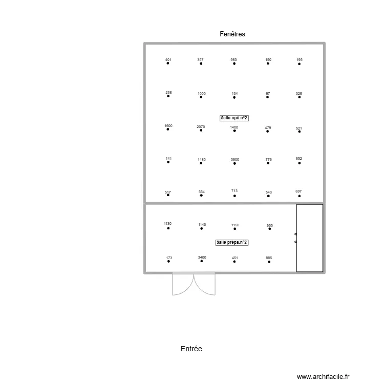 Salle n&deg;2. Plan de 