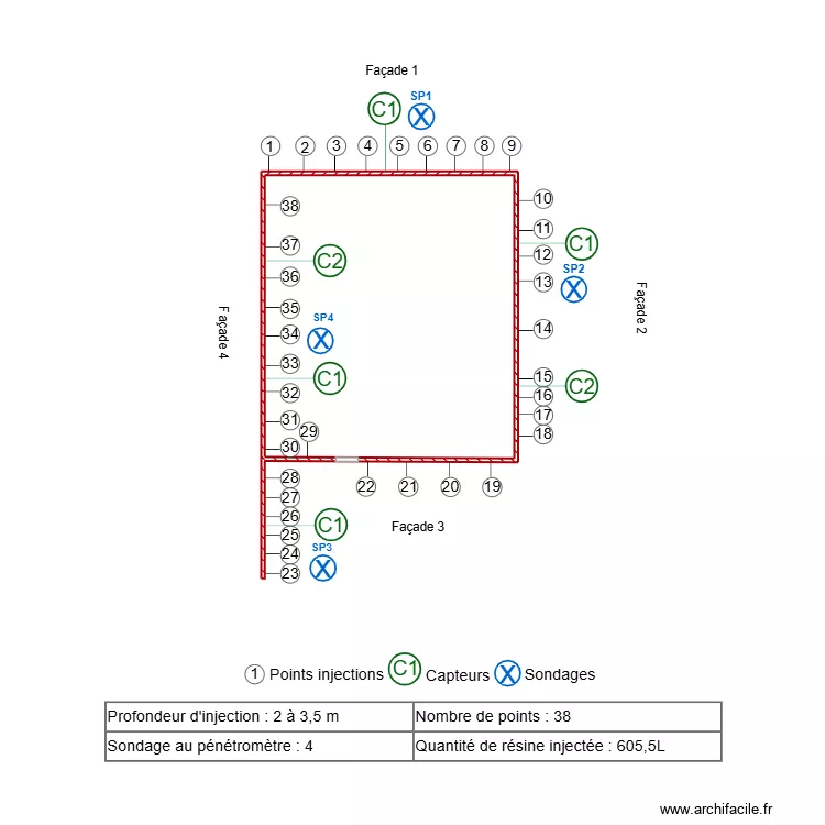 PEREZ. Plan de 1 pièce et 18 m²