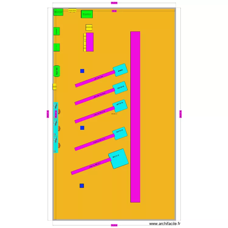 Implantation d&eacute;colletage au P1. Plan de 1  et 391 m²