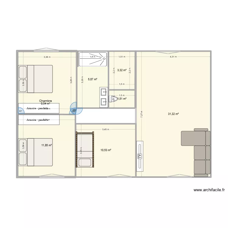 45260 1. Plan de 7 Pièces et 77 m²