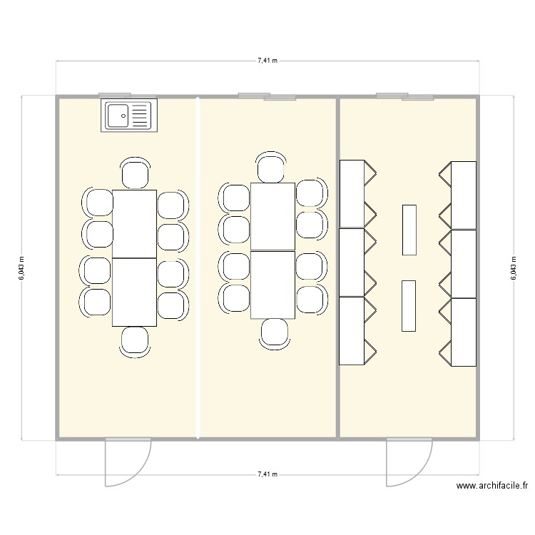 EGCS CHANTIER ST PRIEST. Plan de 3 pièces et 43 m2