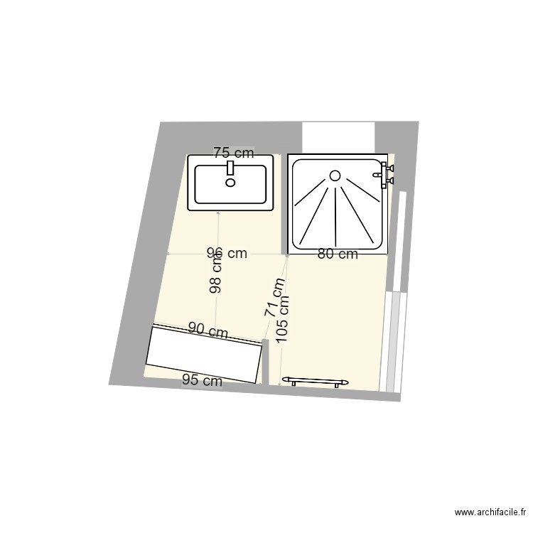Marie SDB 1er. Plan de 1 pièce et 3 m2