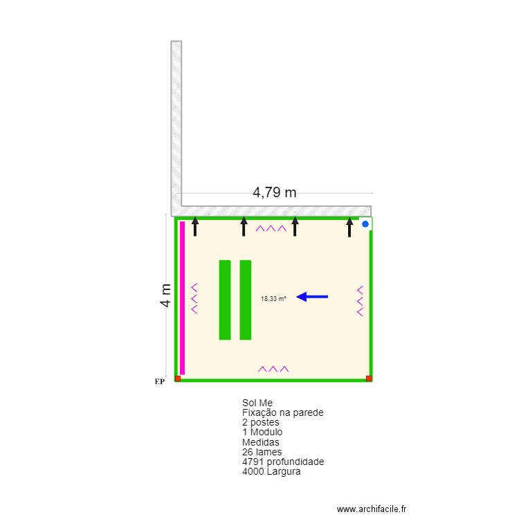 Terry Little- Santa Barbara. Plan de 1 pièce et 18 m2