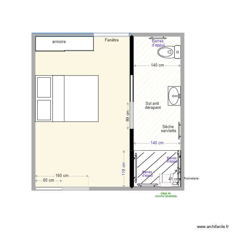 RENAULT apr&egrave;s travaux. Plan de 2  et 19 m²