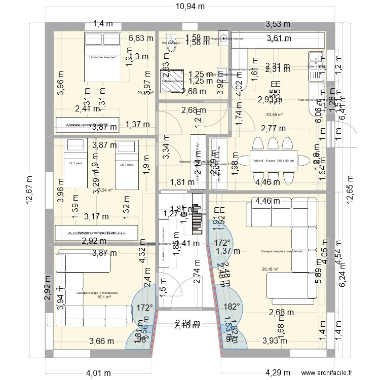 AYMAN 3. Plan de 5 pièces et 109 m2