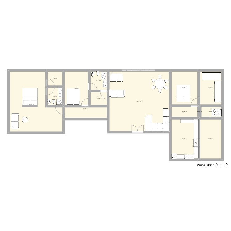 matmata 2. Plan de 15 pièces et 176 m2