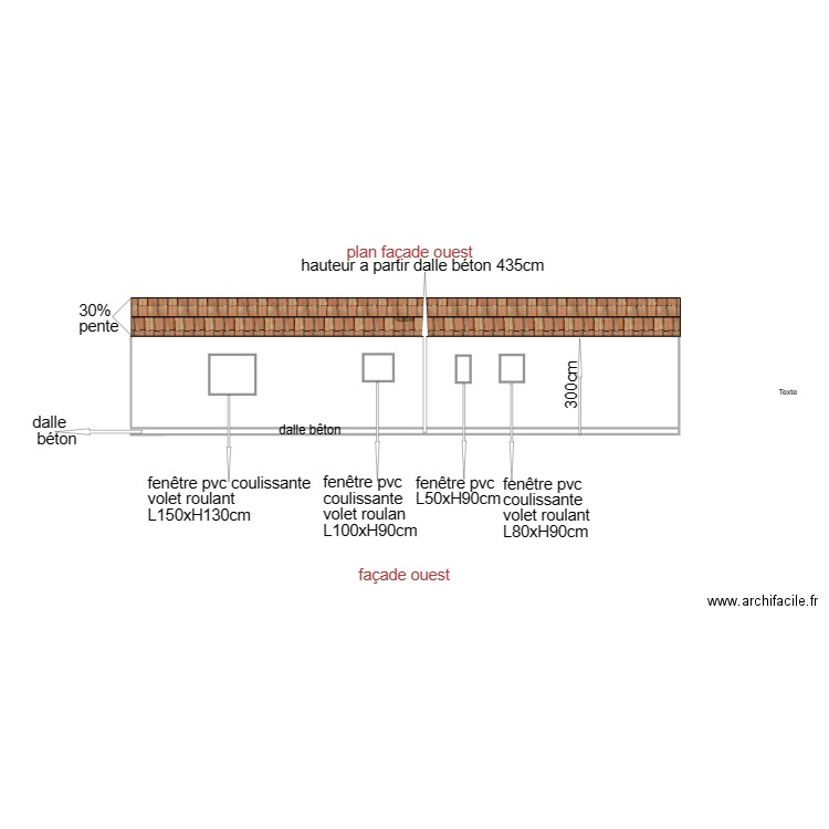 plan de façade ouest 01. Plan de 1 pièce et 17 m2