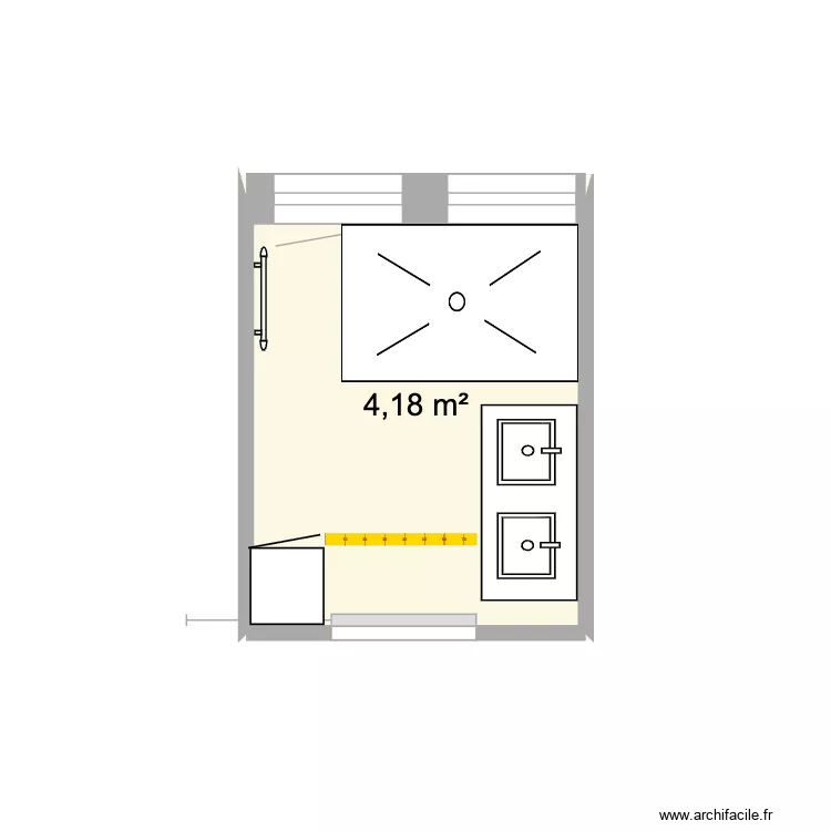 Salle de bains. Plan de 1 Pièce et 4 m²