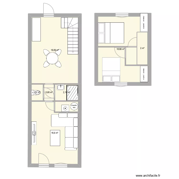 plan lot 1. Plan de 7  et 58 m²
