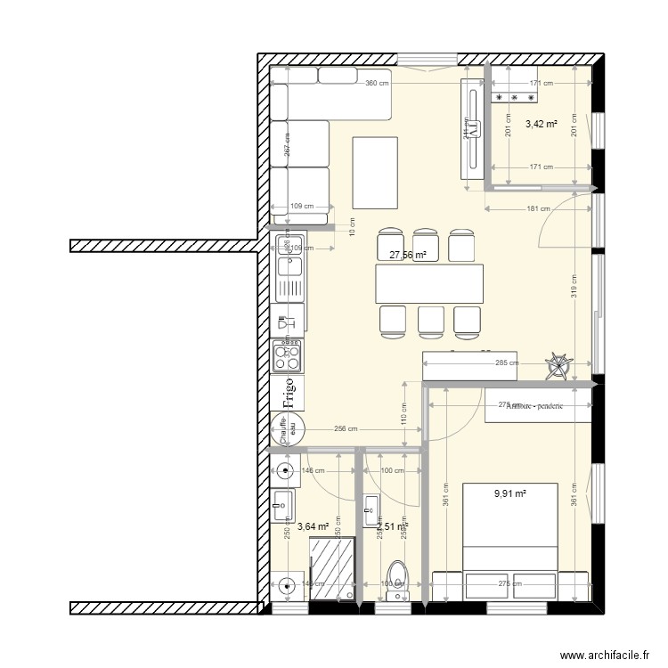 PLAN DE MASSE EXTENSION DE GARAGE . Plan de 5 pièces et 47 m2