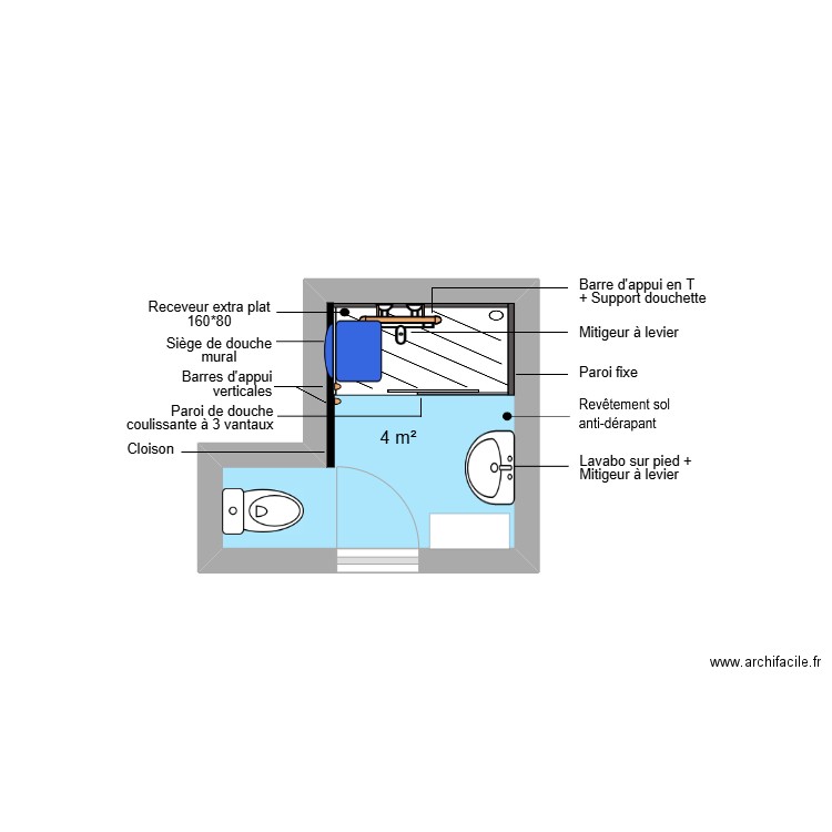 Projet BEN AROUS. Plan de 1 pièce et 4 m2