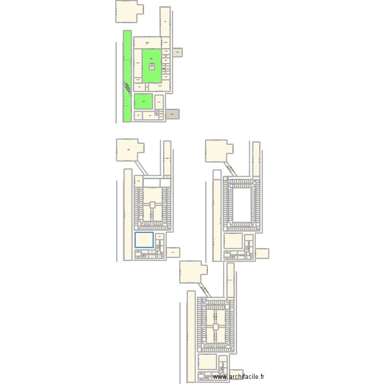 emprise au sol  rez de chaussée. Plan de 488 pièces et 42196 m2