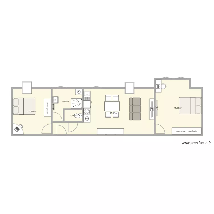 R+3 lot 9 Yvetot 5 60m&sup2;. Plan de 5  et 62 m²