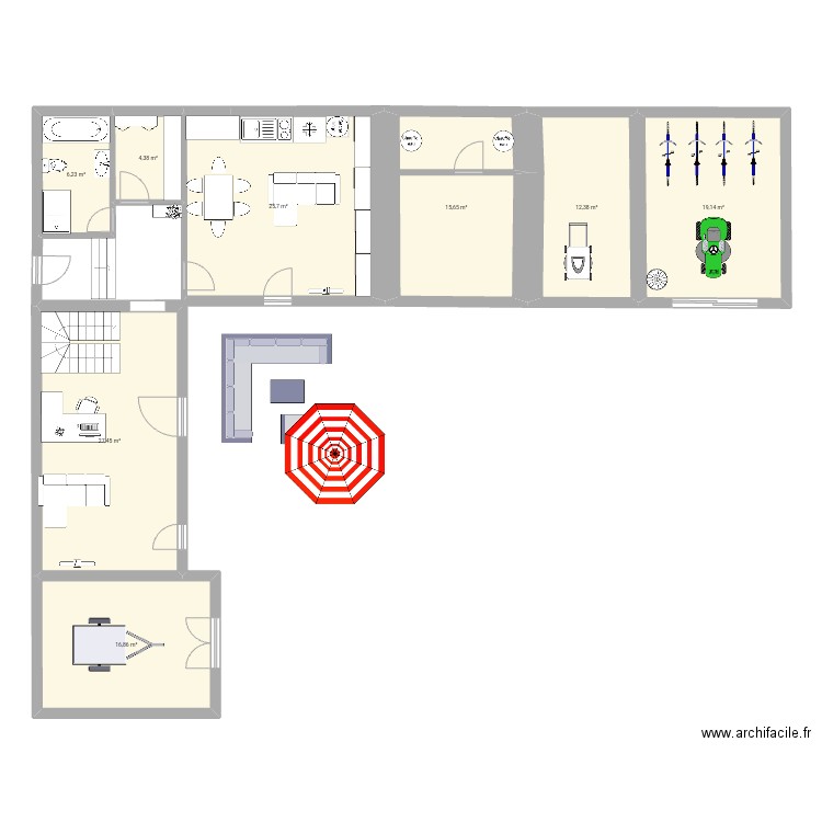 Ailsa's downstairs 2. Plan de 8 pièces et 128 m2