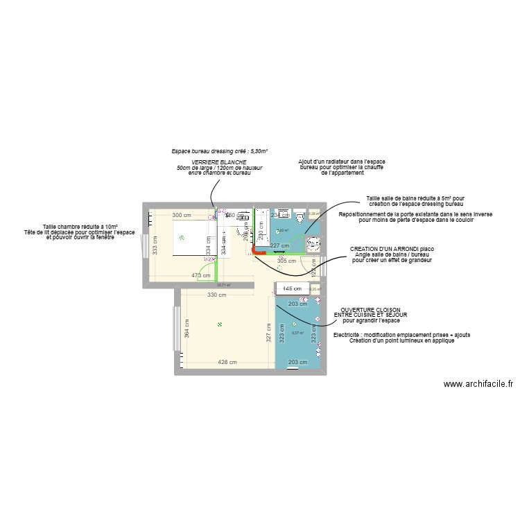 CHANZY VERSION 2. Plan de 6 pièces et 48 m2