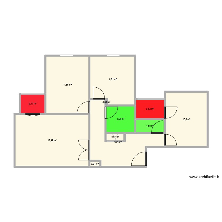 maison. Plan de 12 pièces et 71 m2