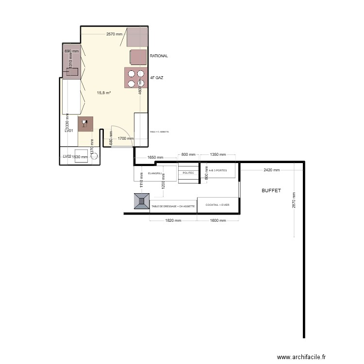 RODRIZO. Plan de 1 pièce et 16 m2